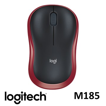 燦坤獨家｜羅技 Logitech M185 無線滑鼠 黑紅色