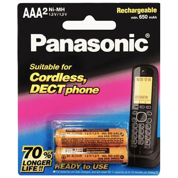 國際牌Panasonic 無線電話專用4號鎳氫充電電池 2入