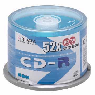 RIDATA光碟片 52X CD-R/50片桶裝