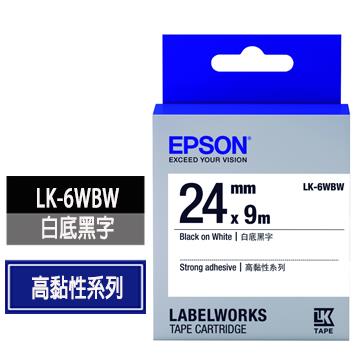 愛普生EPSON LK-6WBW透明底黑字標籤帶