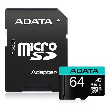 ADATA威剛 MicroSD U3 A2 64G記憶卡(含轉卡)
