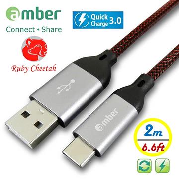 amber Type C 傳輸充電線2M-銀