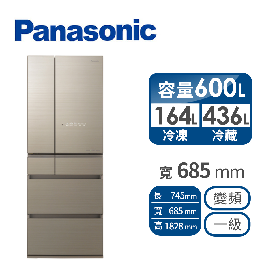 Panasonic 600公升六門變頻玻璃冰箱