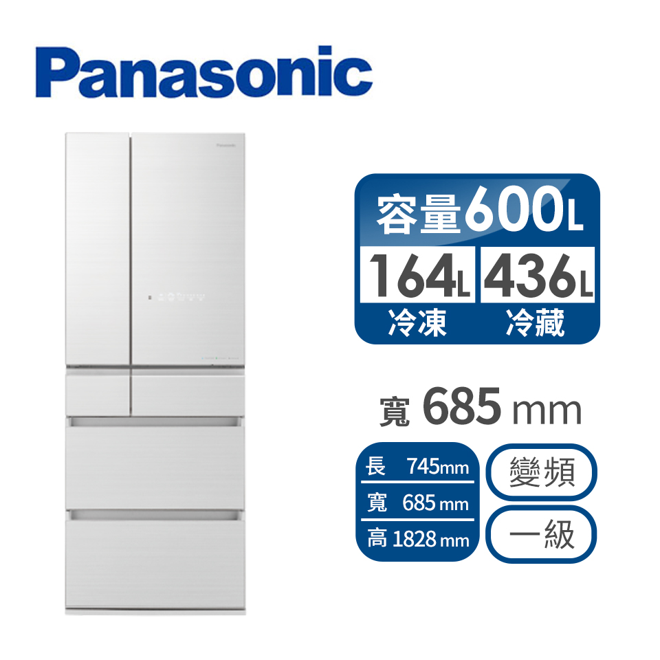 Panasonic 600公升六門變頻玻璃冰箱