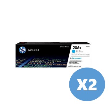2入組｜惠普HP 206X 青色原廠 LaserJet 碳粉匣