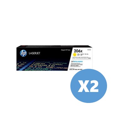2入組｜惠普HP 206X 黃色原廠 LaserJet 碳粉匣