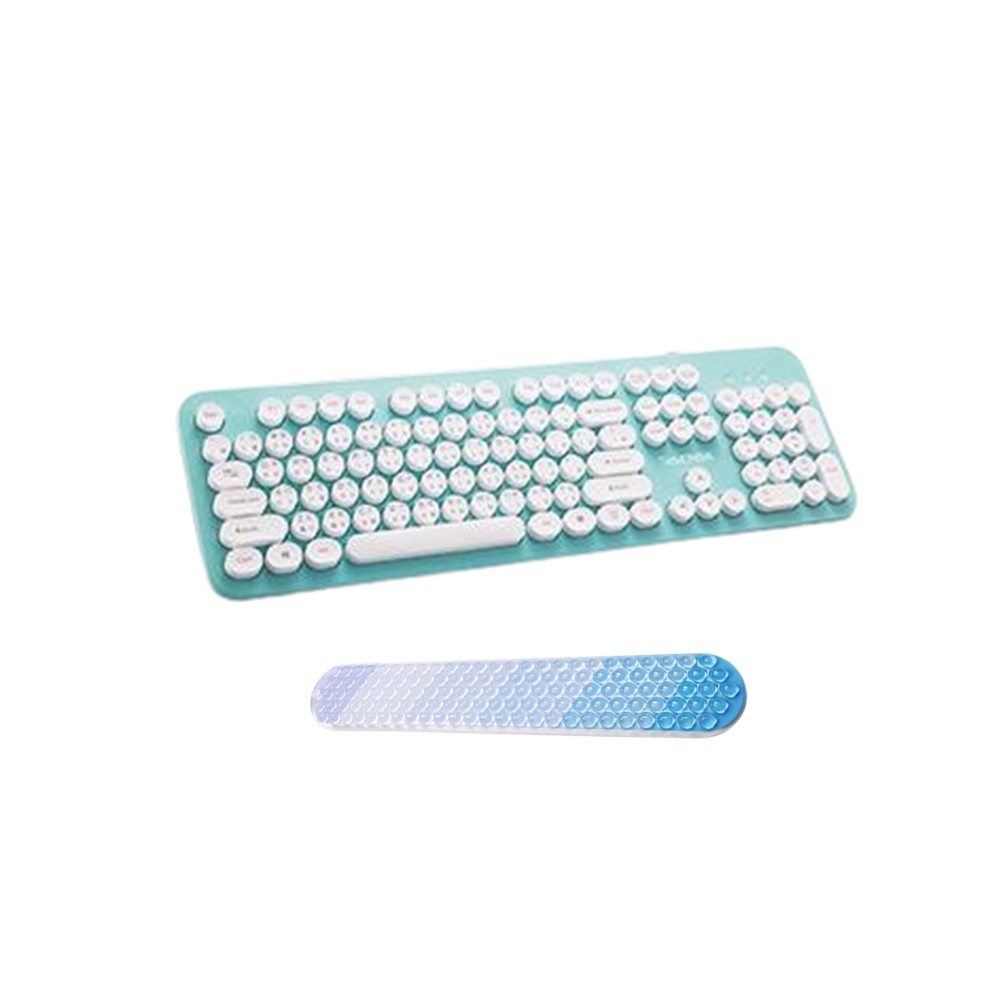 【組合】Esense 3700 復古圓形標準鍵盤 綠+L6療癒系解壓氣泡鍵盤手托