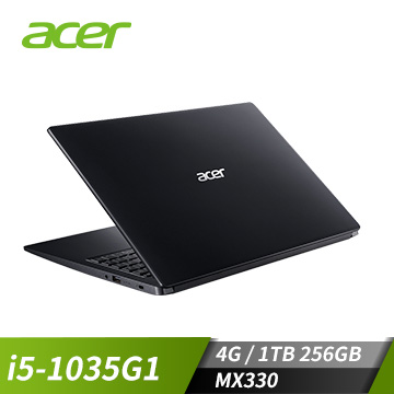 宏碁 ACER Aspire 3 筆記型電腦 15.6" (i5-1035G1/4GB/1TB+256GB/MX330-2G/W10)黑