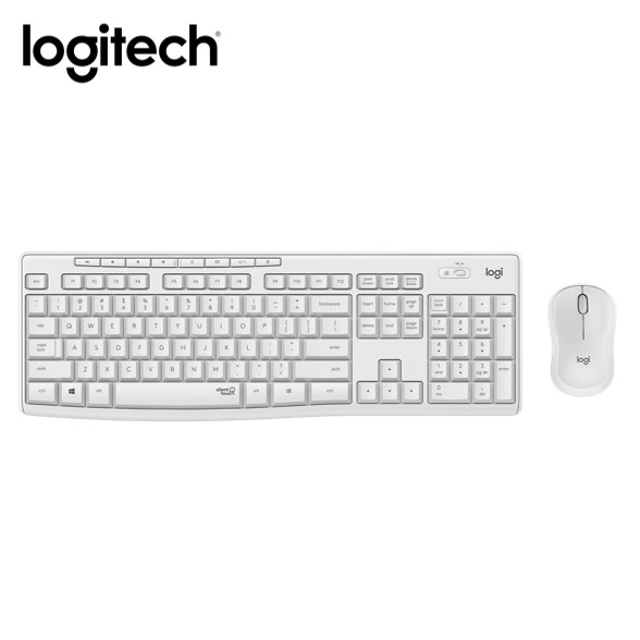 羅技 Logitech MK295 無線靜音鍵鼠組-珍珠白