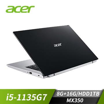 【改裝機】宏碁 ACER Aspire 5 筆記型電腦 14"(i5-1135G7/8G+16G/1T/MX350/W10)黑(記憶體升級版)