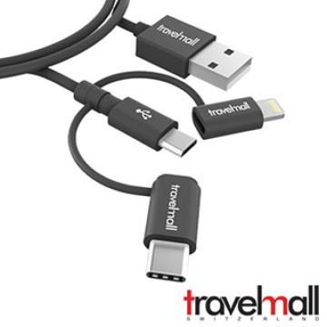 TravelMall 3In1 數據/傳輸線 黑