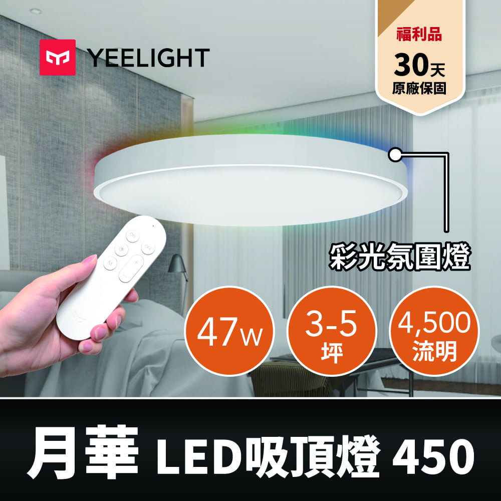 (展示品) Yeelight 月華LED智慧彩光吸頂燈450