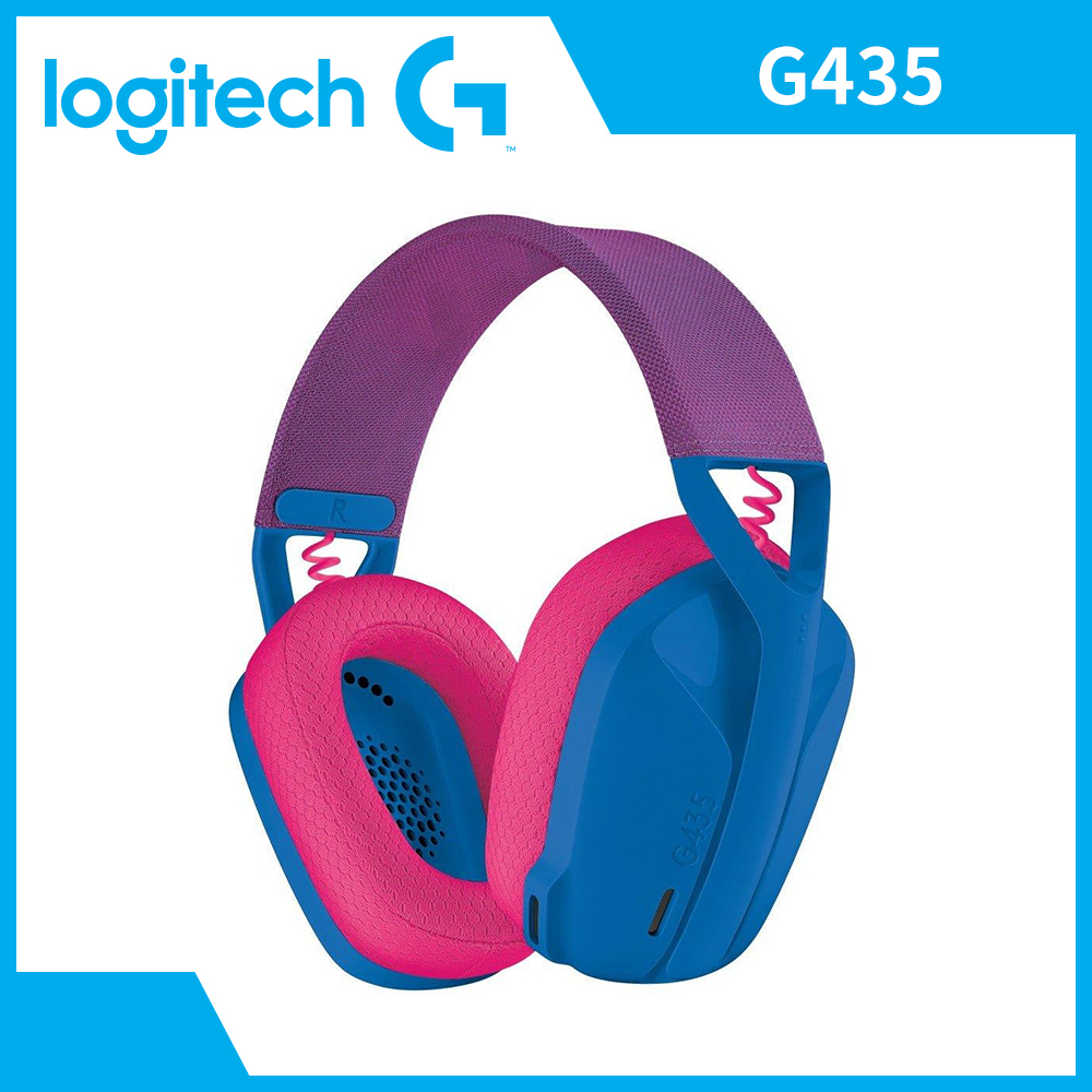 羅技 Logitech G435 輕量雙模電競藍牙耳麥 藍色與樹莓色