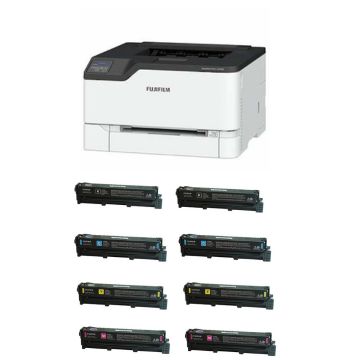 【優惠組合】FUJIFILM ApeosPort Print C2410SD 彩色雷射無線印表機+標準量四色碳粉匣(1.5K)*2組