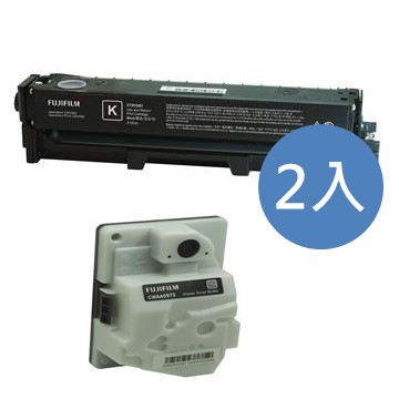 超值組 | FUJIFILM  C2410SD 標準量黑色碳粉匣(1.5K)【2入】+ 廢粉盒