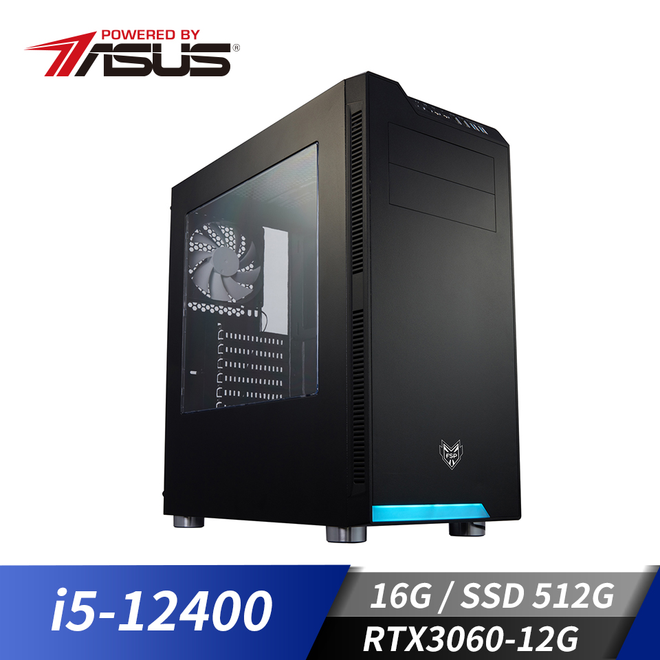 華碩平台i5六核獨顯SSD電腦(i5-12400/B660M/16G/RTX3060/512G)