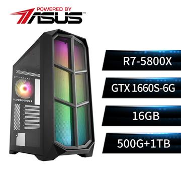 華碩平台[霹靂勇者]R7八核獨顯SSD電腦(R7-5800X/B550M/16G/GTX1660S/500G+1T)