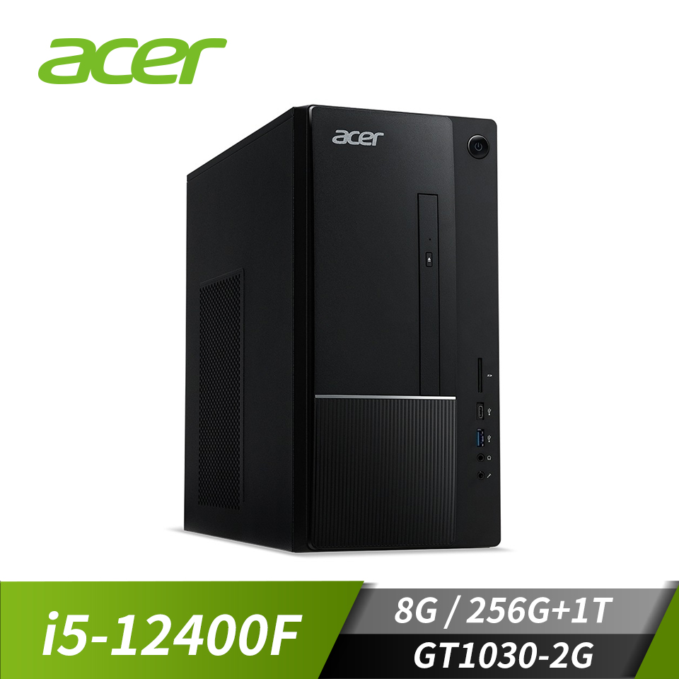 (福利品)宏碁 ACER Aspire TC 1750 桌上型主機 (i5-12400F/8GB/256GB+1TB/GT1030-2G/W11)