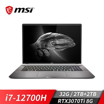 微星 MSI Creator Z17 筆記型電腦 17"(i7-12700H/32G/2T+2T/RTX3070Ti/W11)灰-特仕版