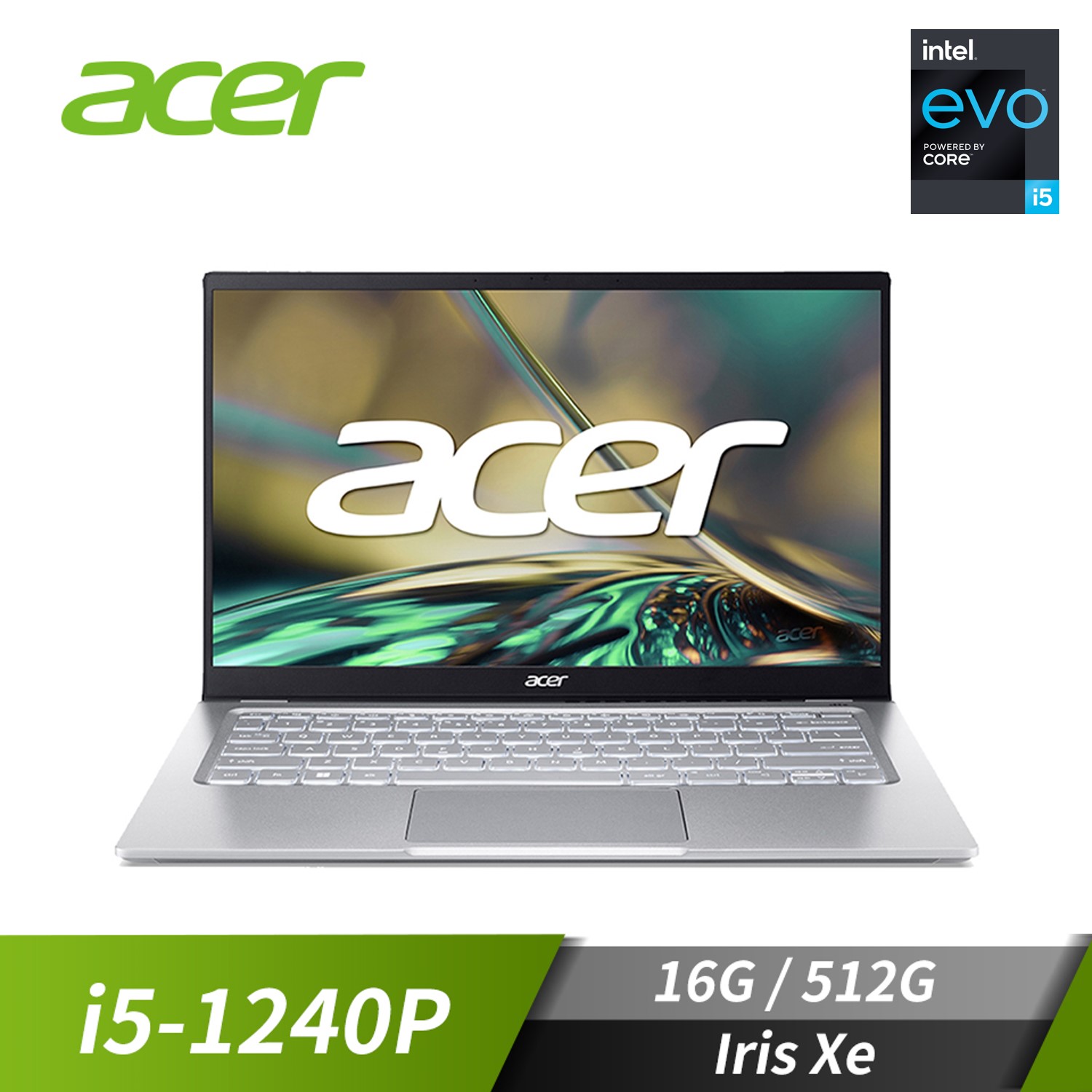 (展示品)宏碁 ACER Swift 3 筆記型電腦 14" (i5-1240P/16GB/512GB/Iris Xe/W11/EVO認證)銀
