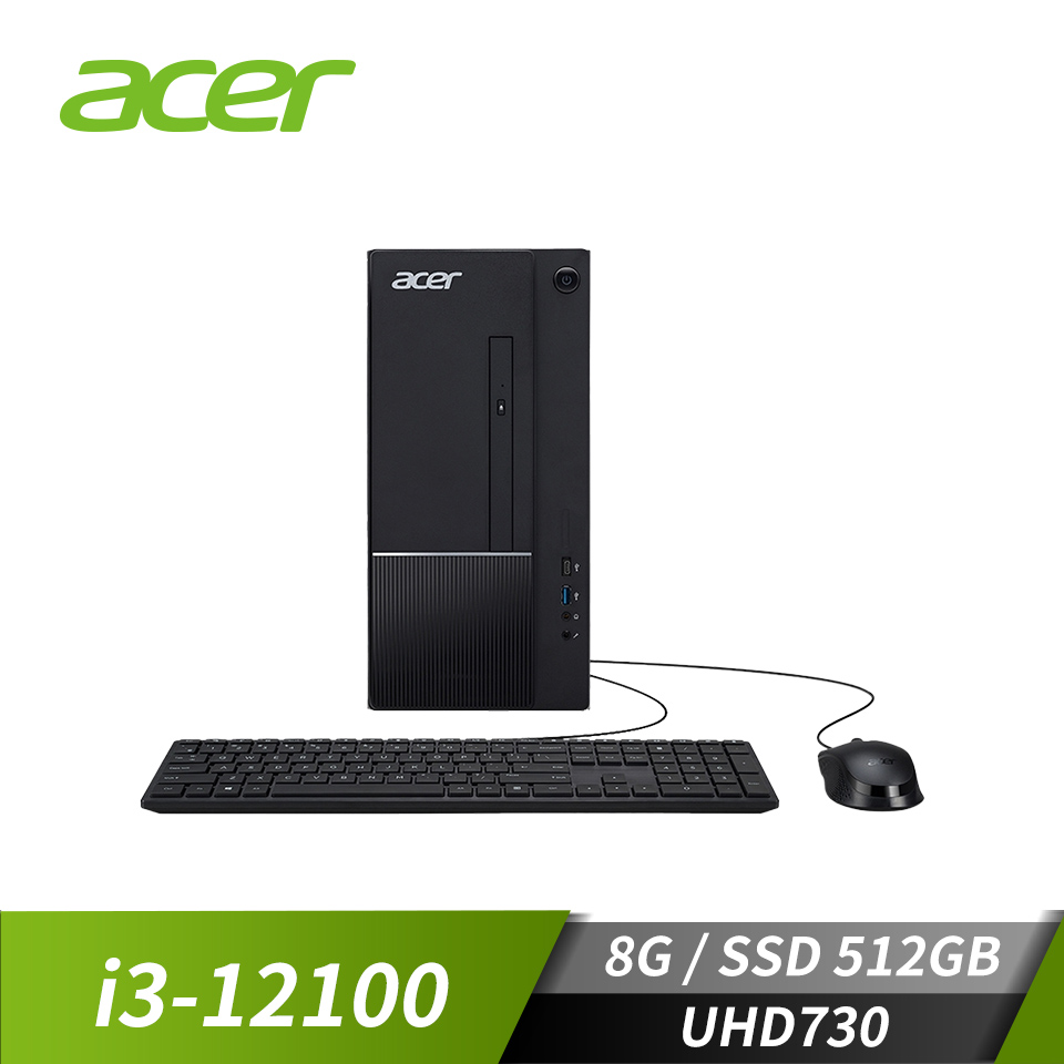 宏碁 ACER Aspire TC-1750 桌上型主機 (i3-12100/8GB/512GB/UHD730/W11)