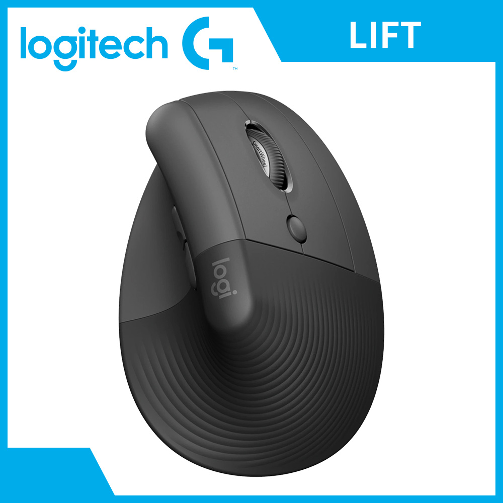 羅技 Logitech LIFT 人體工學垂直無線滑鼠-石墨灰