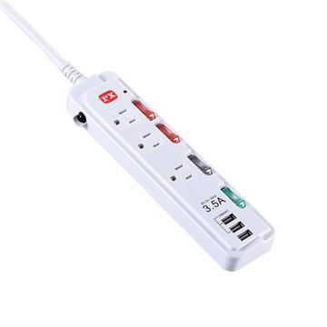 大通 4切3座3孔3USB延長線-1.2M
