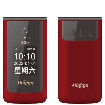 Hugiga V8 4G LTE經典美型孝親翻蓋機-紅
