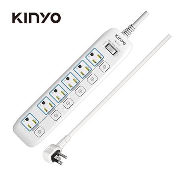 KINYO 7切6座3孔高溫斷電延長線-1.8M
