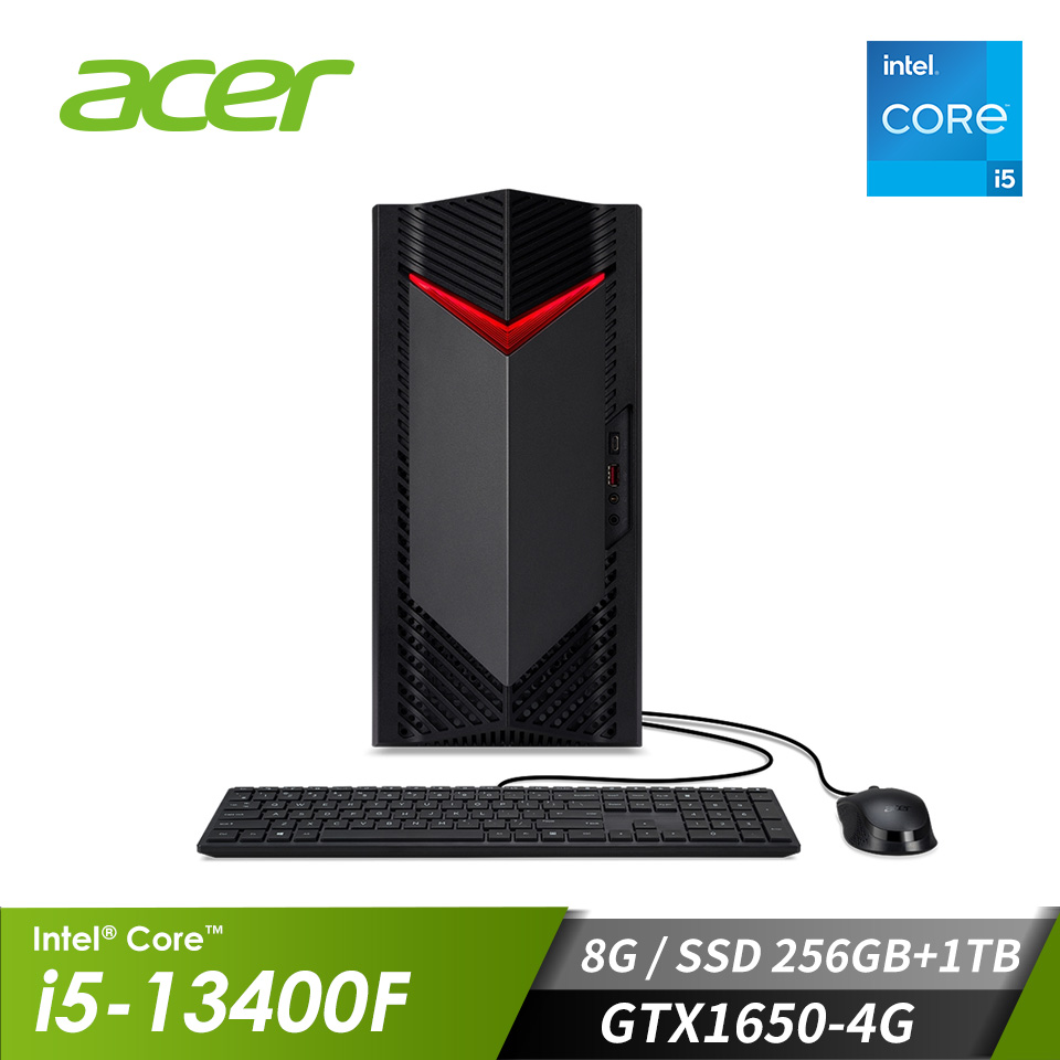 宏碁(acer)桌上型桌機(W11/i5-13400F/8G/256G PCIe +1T/1650-4G)