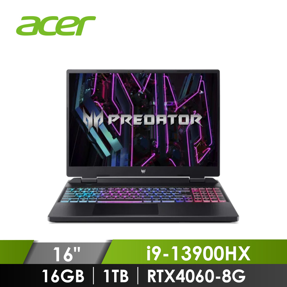 宏碁 ACER Predator Helios Neo 電競筆電 16" (i9-13900HX/16GB/1TB/RTX4060-8G/W11) 黑