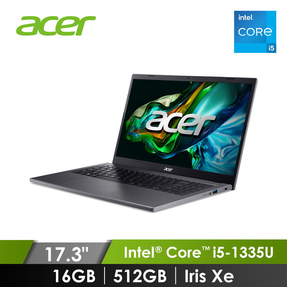 宏碁 ACER Aspire 5 筆記型電腦 17.3" (i5-1335U/16GB/512GB/Iris Xe/W11) 灰