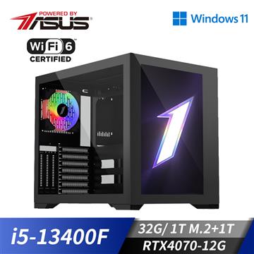 華碩平台[滅之呼吸]i5十核Win11獨顯SSD電腦(i5-13400F/32G/1T/RTX 4070/1TB_M2)