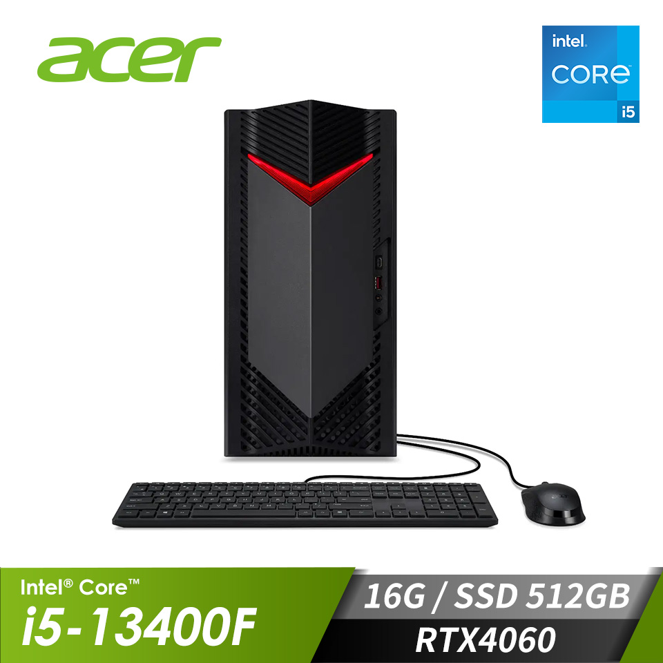 宏碁 ACER Nitro AI效能電競桌機 (i5-13400F/16GB/512GB/RTX4060-8G/W11)