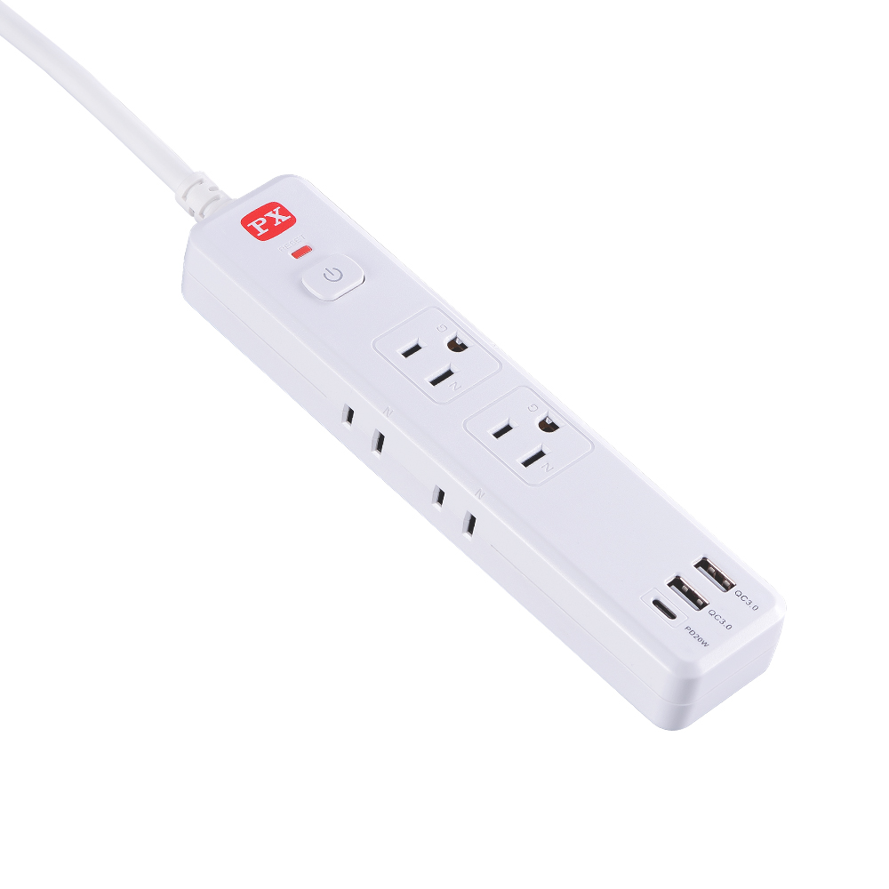 3入組 | 大通 1切6座2孔/3孔 2USB快充PD延長線-1.2M