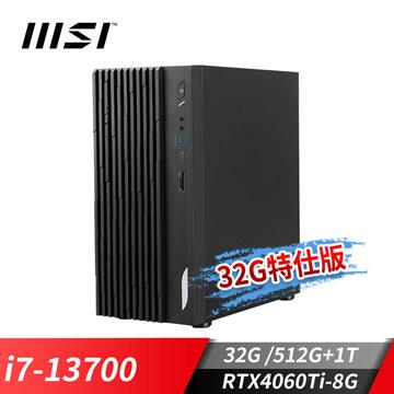 微星 MSI PRO DP180 桌上型電腦-32G特仕版(i7-13700/32G/512G+1T/RTX4060Ti/Win11Pro)