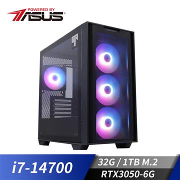 華碩平台[軍風騎兵]i7獨顯電腦 (i7-14700/32G/RTX 3050/1TB_M2)