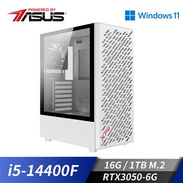 華碩平台[炫白之星]i5獨顯Win11電腦 (i5-14400F/16G/RTX 3050/1TB_M2/Win11)