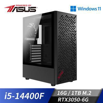 華碩平台[電競勇神]i5獨顯Win11電腦 (i5-14400F/16G/RTX 3050/1TB_M2)