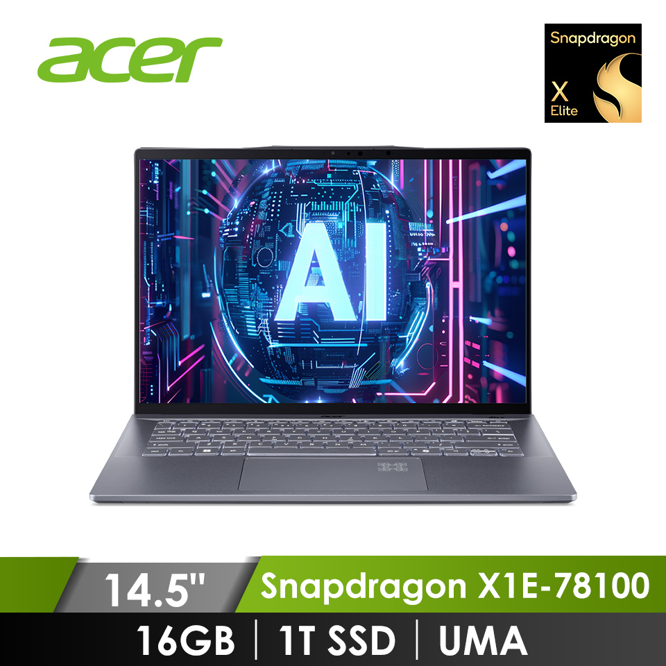 ACER Swift 14 AI 筆記型電腦 灰 (X1E-78100&#47;16G&#47;1TB SSD&#47;W11)