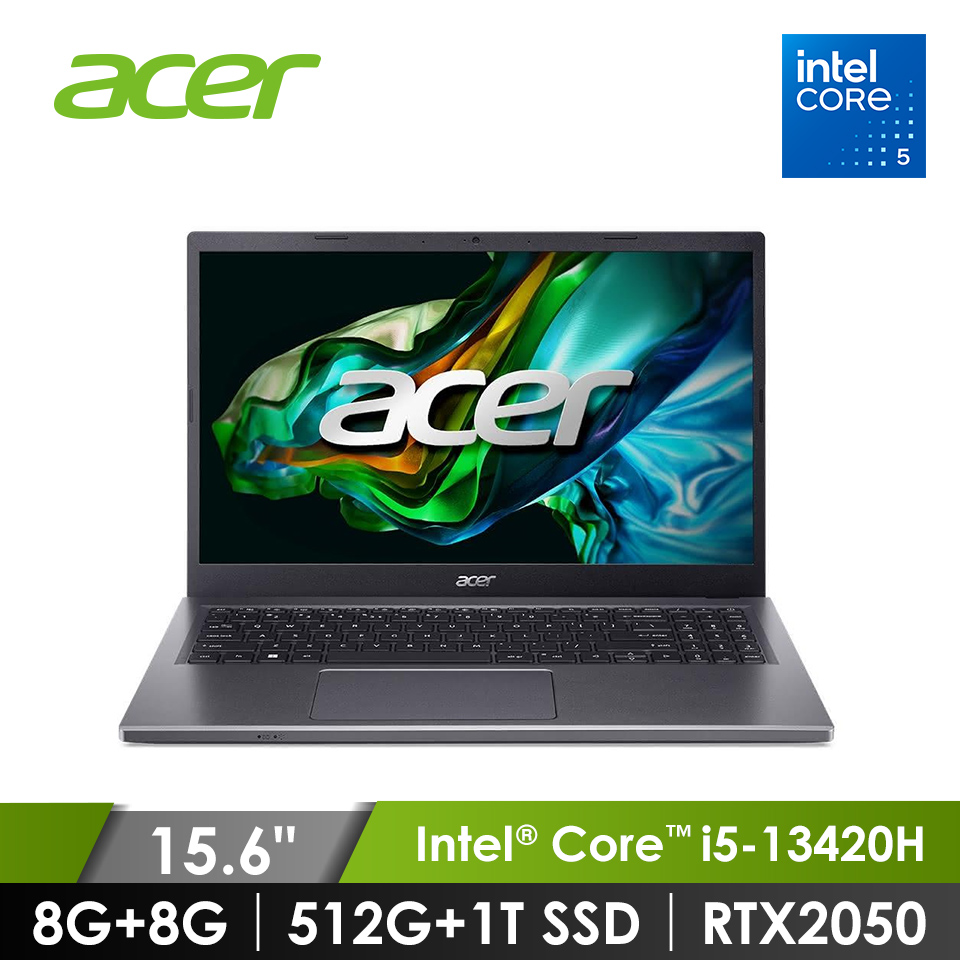 ACER Aspire 5 筆記型電腦 灰(特仕升級) (i5-13420H/8G+8G/512G+1T SSD/RTX2050/W11)