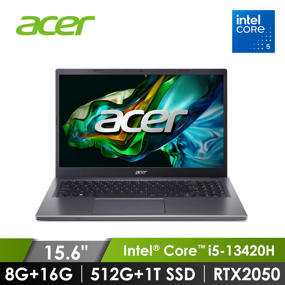 ACER Aspire 5 筆記型電腦 灰(特仕升級) (i5-13420H/8G+16G/512G+1T SSD/RTX2050/W11)