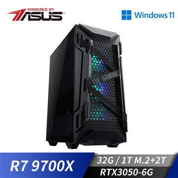 華碩平台[軍光勇士]R7獨顯Win11水冷電腦 (R7 9700X/32G/2T/RTX 3050/1TB_M2)