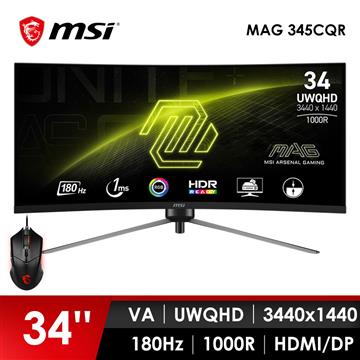 微星MSI MAG 345CQR 曲面電競螢幕-加滑鼠