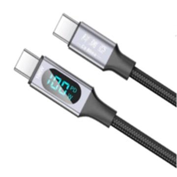 CR Type-C 100W編織數據顯示充電線1M