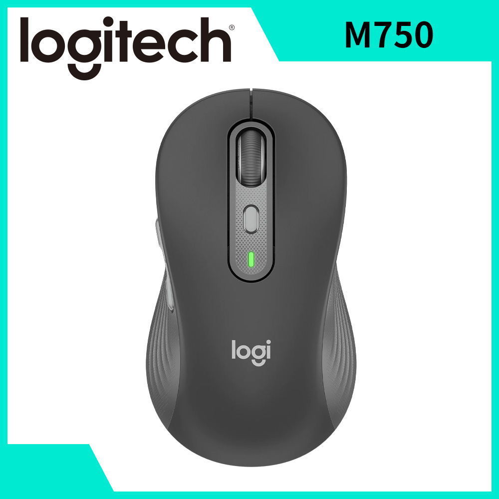 羅技 Logitech M750多工靜音無線滑鼠(大手版)-石墨黑