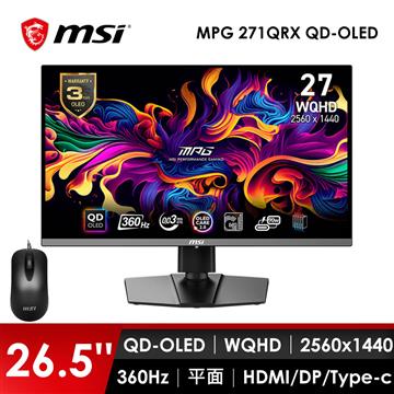 微星MSI 27型 WQHD 平面電競螢幕-加滑鼠 (26.5"/2560x1440/360Hz/0.03ms/QD-OLED)