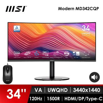 微星MSI 34型 UWQHD 曲面螢幕-加滑鼠 (34"/3440x1440/120Hz/4ms/喇叭/VA/曲面)