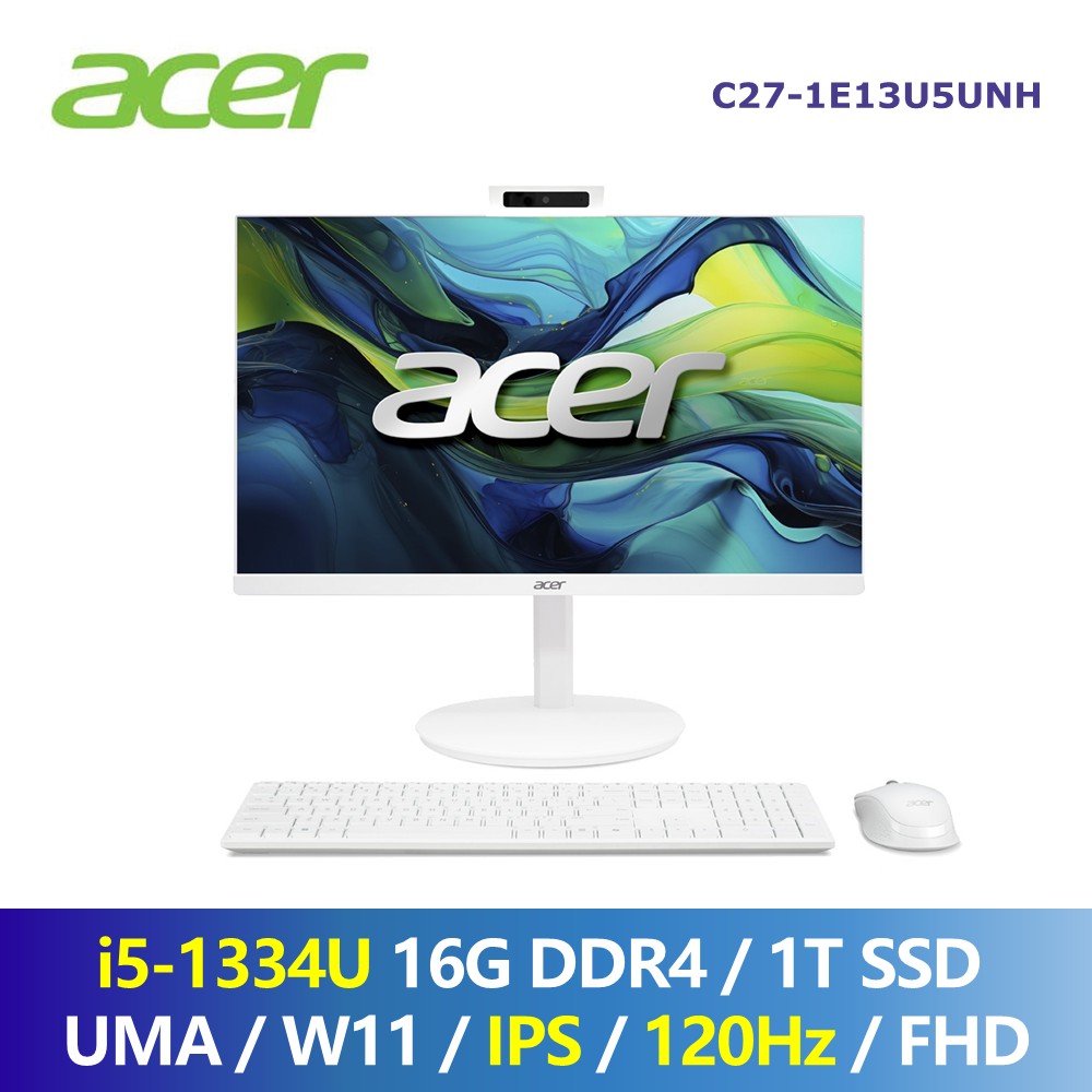 宏碁 Acer Aspire 27型 AIO桌上型電腦/桌機 (i5-1334U/16G DDR4/1T SSD/W11)