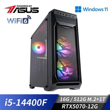 華碩平台[星月騎士]i5獨顯Win11電腦 (i5-14400F/16G/1T/RTX 5070/512G_M2)